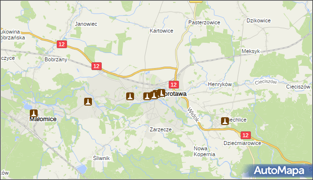 mapa Szprotawa, Szprotawa na mapie Targeo