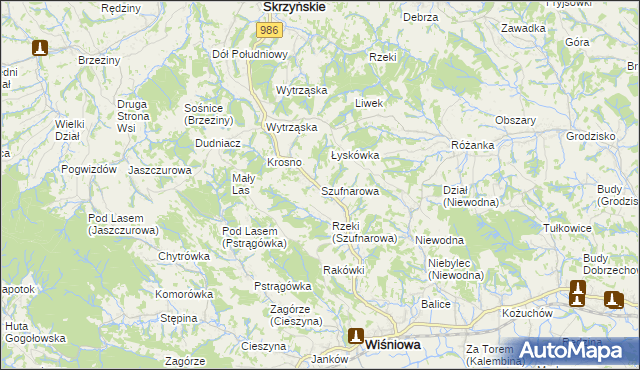 mapa Szufnarowa, Szufnarowa na mapie Targeo