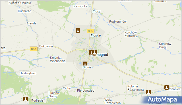 mapa Tarnogród, Tarnogród na mapie Targeo