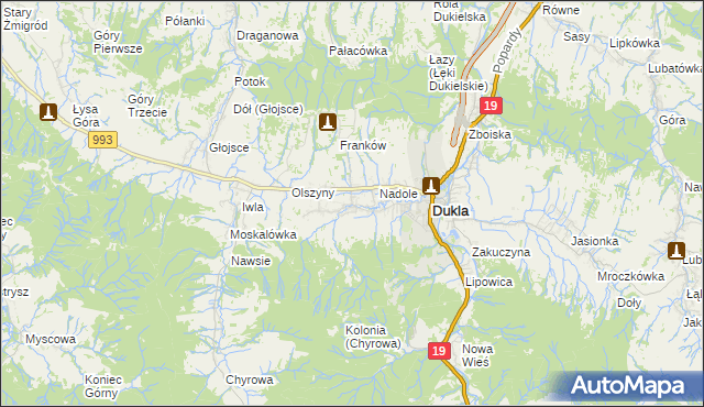 mapa Teodorówka gmina Dukla, Teodorówka gmina Dukla na mapie Targeo