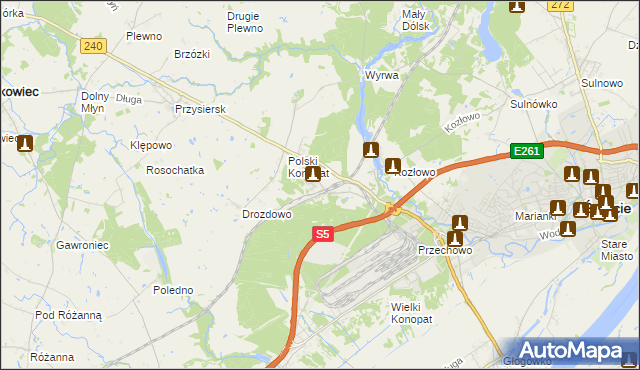 mapa Terespol Pomorski, Terespol Pomorski na mapie Targeo