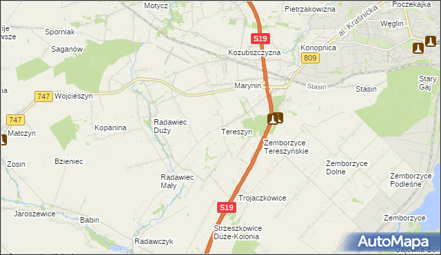 mapa Tereszyn, Tereszyn na mapie Targeo