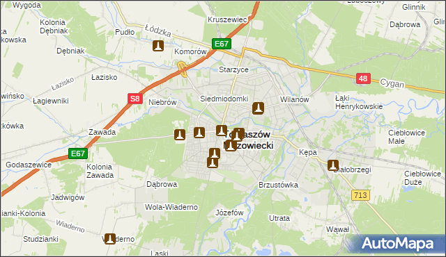 mapa Tomaszów Mazowiecki, Tomaszów Mazowiecki na mapie Targeo