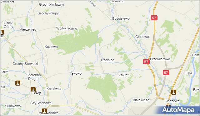 mapa Trzciniec gmina Pułtusk, Trzciniec gmina Pułtusk na mapie Targeo