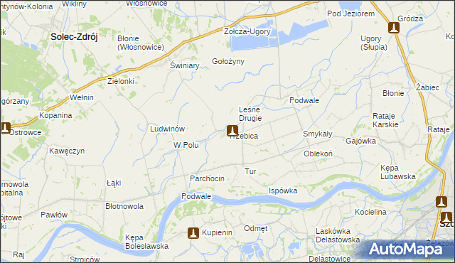 mapa Trzebica, Trzebica na mapie Targeo