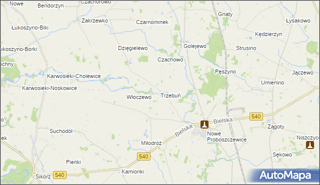 mapa Trzebuń gmina Stara Biała, Trzebuń gmina Stara Biała na mapie Targeo