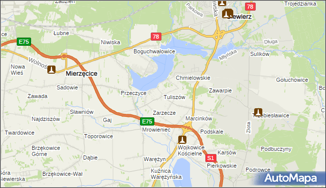 mapa Tuliszów, Tuliszów na mapie Targeo