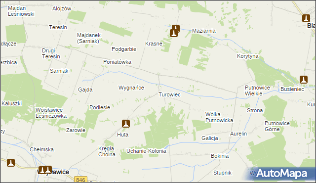 mapa Turowiec gmina Wojsławice, Turowiec gmina Wojsławice na mapie Targeo