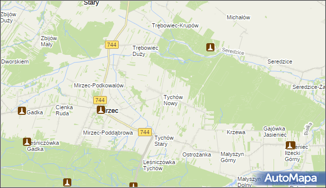 mapa Tychów Nowy, Tychów Nowy na mapie Targeo