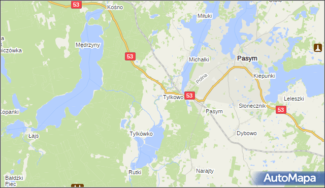 mapa Tylkowo, Tylkowo na mapie Targeo