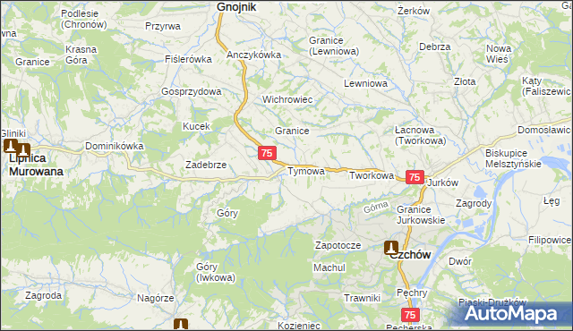 mapa Tymowa gmina Czchów, Tymowa gmina Czchów na mapie Targeo