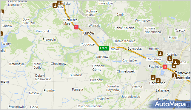 mapa Udziców, Udziców na mapie Targeo