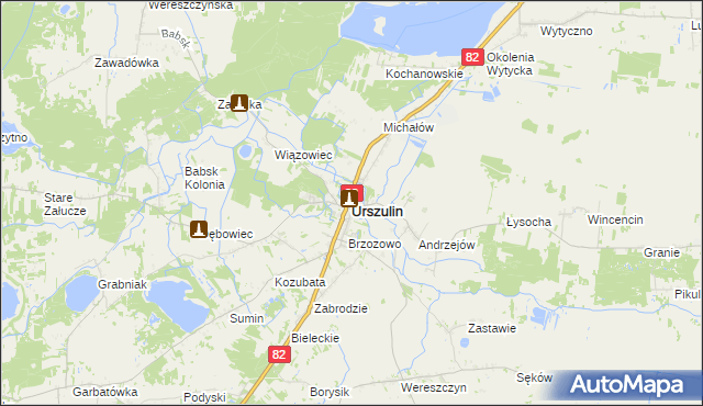 mapa Urszulin powiat włodawski, Urszulin powiat włodawski na mapie Targeo