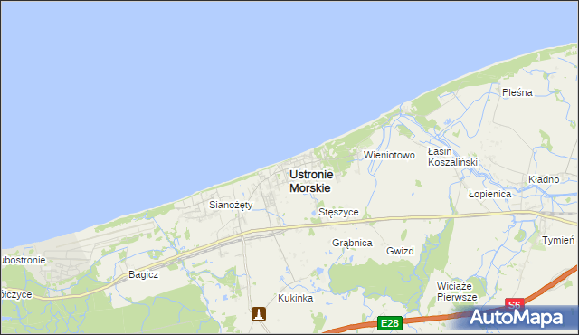 mapa Ustronie Morskie, Ustronie Morskie na mapie Targeo