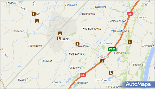 mapa Wałdowo gmina Pruszcz, Wałdowo gmina Pruszcz na mapie Targeo