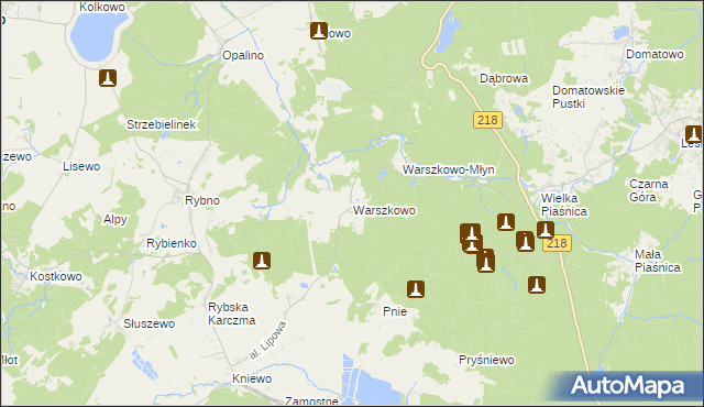 mapa Warszkowo gmina Wejherowo, Warszkowo gmina Wejherowo na mapie Targeo