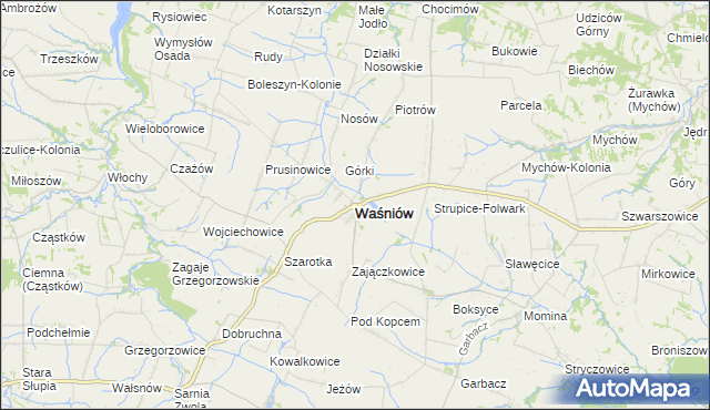 mapa Waśniów, Waśniów na mapie Targeo
