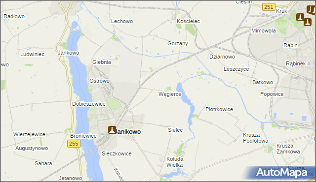 mapa Węgierce gmina Pakość, Węgierce gmina Pakość na mapie Targeo