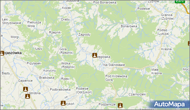 mapa Węglówka gmina Korczyna, Węglówka gmina Korczyna na mapie Targeo