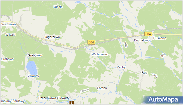 mapa Wichrowiec gmina Janowo, Wichrowiec gmina Janowo na mapie Targeo