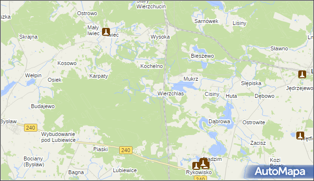 mapa Wierzchlas gmina Cekcyn, Wierzchlas gmina Cekcyn na mapie Targeo