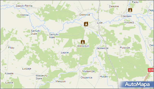 mapa Wiktorzyn gmina Wyszki, Wiktorzyn gmina Wyszki na mapie Targeo