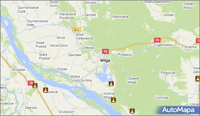 mapa Wilga, Wilga na mapie Targeo