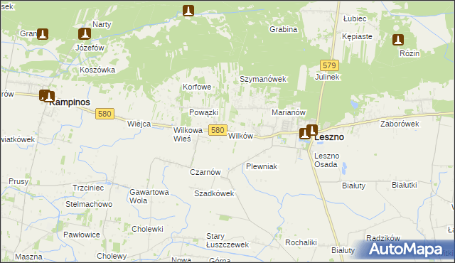 mapa Wilków gmina Leszno, Wilków gmina Leszno na mapie Targeo