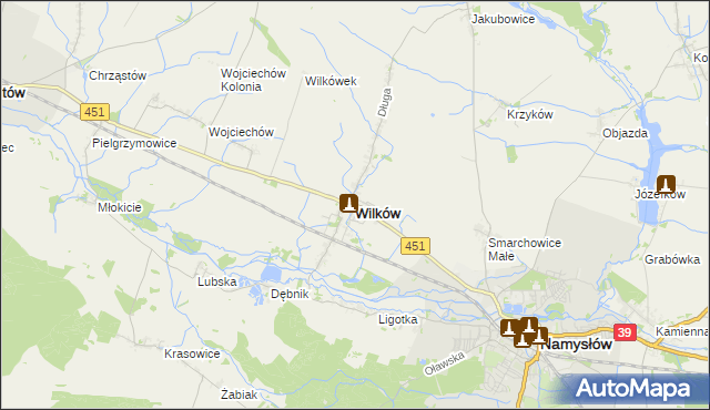 mapa Wilków powiat namysłowski, Wilków powiat namysłowski na mapie Targeo