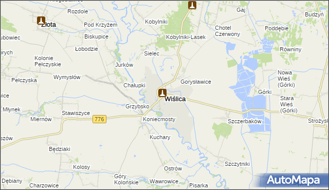 mapa Wiślica powiat buski, Wiślica powiat buski na mapie Targeo