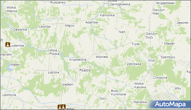 mapa Wiśniew gmina Jakubów, Wiśniew gmina Jakubów na mapie Targeo