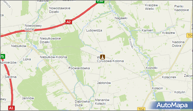 mapa Wola Cyrusowa-Kolonia, Wola Cyrusowa-Kolonia na mapie Targeo