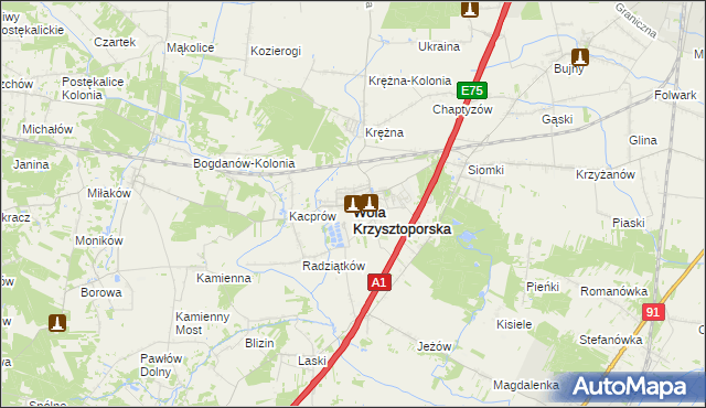 mapa Wola Krzysztoporska, Wola Krzysztoporska na mapie Targeo