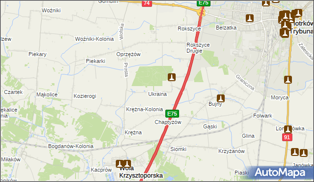 mapa Wola Rokszycka, Wola Rokszycka na mapie Targeo