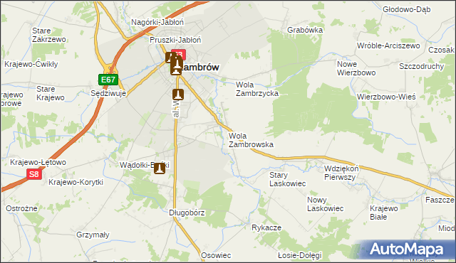 mapa Wola Zambrowska, Wola Zambrowska na mapie Targeo