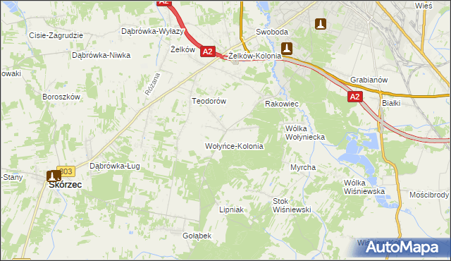 mapa Wołyńce gmina Siedlce, Wołyńce gmina Siedlce na mapie Targeo