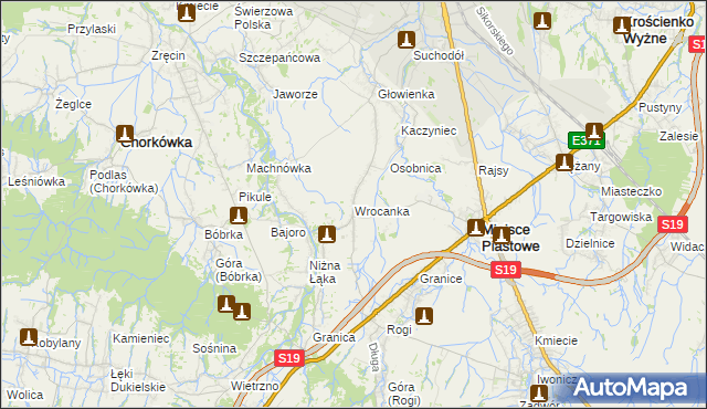 mapa Wrocanka gmina Miejsce Piastowe, Wrocanka gmina Miejsce Piastowe na mapie Targeo
