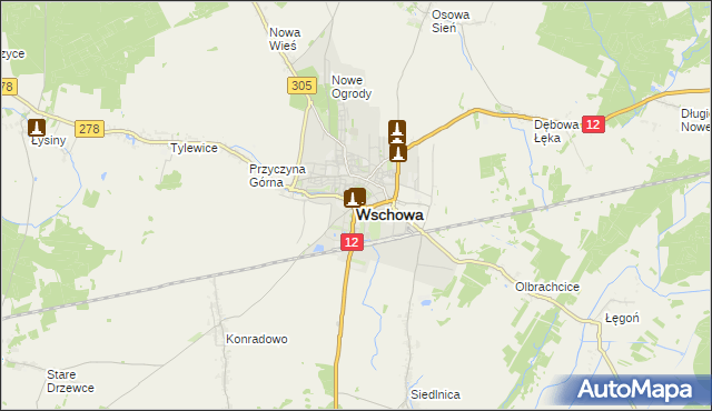 mapa Wschowa, Wschowa na mapie Targeo