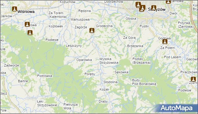 mapa Wysoka Strzyżowska, Wysoka Strzyżowska na mapie Targeo
