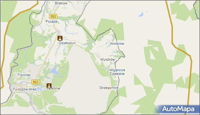 mapa Wyszków gmina Bogatynia, Wyszków gmina Bogatynia na mapie Targeo