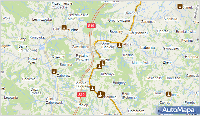 mapa Wyżne, Wyżne na mapie Targeo