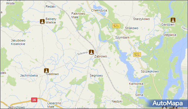 mapa Ząbrowo gmina Iława, Ząbrowo gmina Iława na mapie Targeo