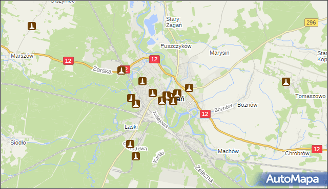mapa Żagań, Żagań na mapie Targeo