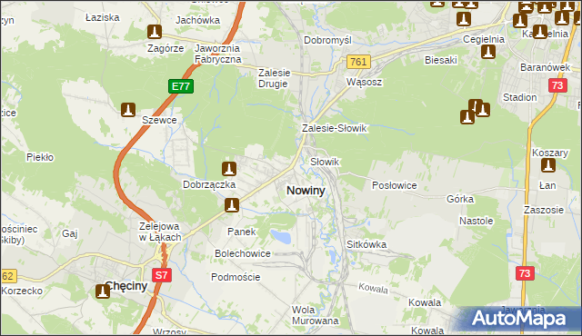 mapa Zagrody gmina Sitkówka-Nowiny, Zagrody gmina Sitkówka-Nowiny na mapie Targeo
