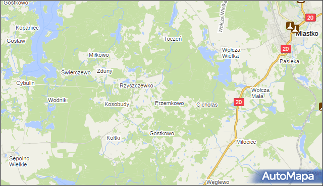 mapa Zajączkowo gmina Miastko, Zajączkowo gmina Miastko na mapie Targeo