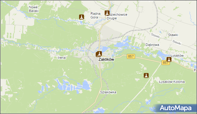 mapa Zaklików, Zaklików na mapie Targeo
