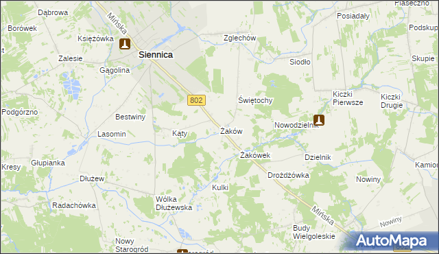 mapa Żaków, Żaków na mapie Targeo