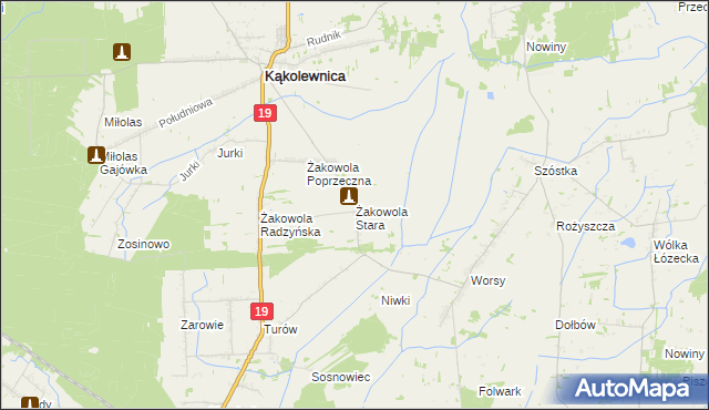 mapa Żakowola Stara, Żakowola Stara na mapie Targeo