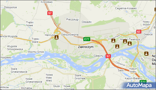 mapa Zakroczym, Zakroczym na mapie Targeo