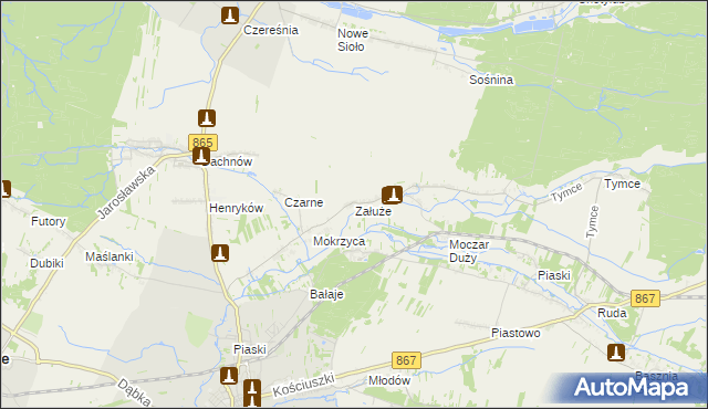 mapa Załuże gmina Lubaczów, Załuże gmina Lubaczów na mapie Targeo